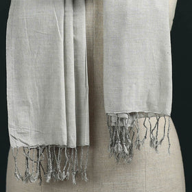 Grey - Mangalagiri Handloom Cotton Stole with Tassels 10