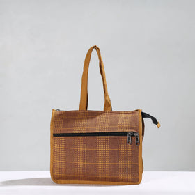 Brown Handcrafted Jacquard Cotton Hand Bag 13