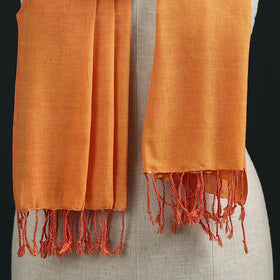 Orange - Mangalagiri Handloom Cotton Stole with Tassels 11