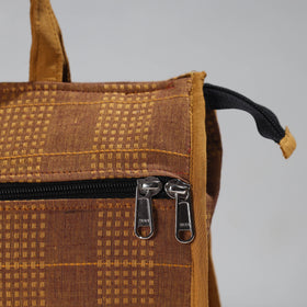 Brown Handcrafted Jacquard Cotton Hand Bag 13