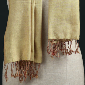 Yellow - Mangalagiri Handloom Cotton Stole with Tassels 12