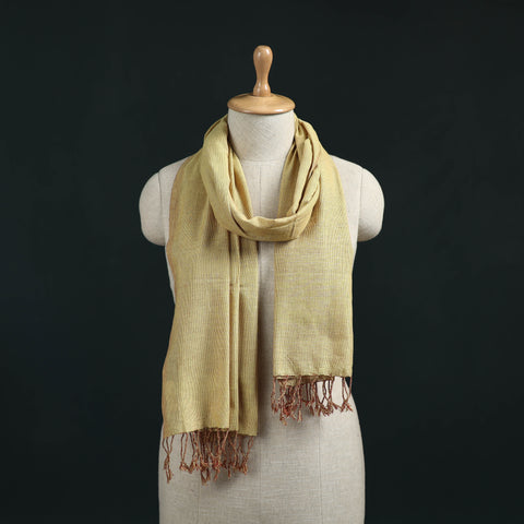 Yellow - Mangalagiri Handloom Cotton Stole with Tassels 12