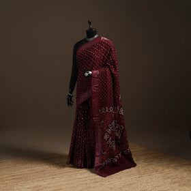 Maroon - Kutch Tie-Dye Cotton Bandhani Saree 01