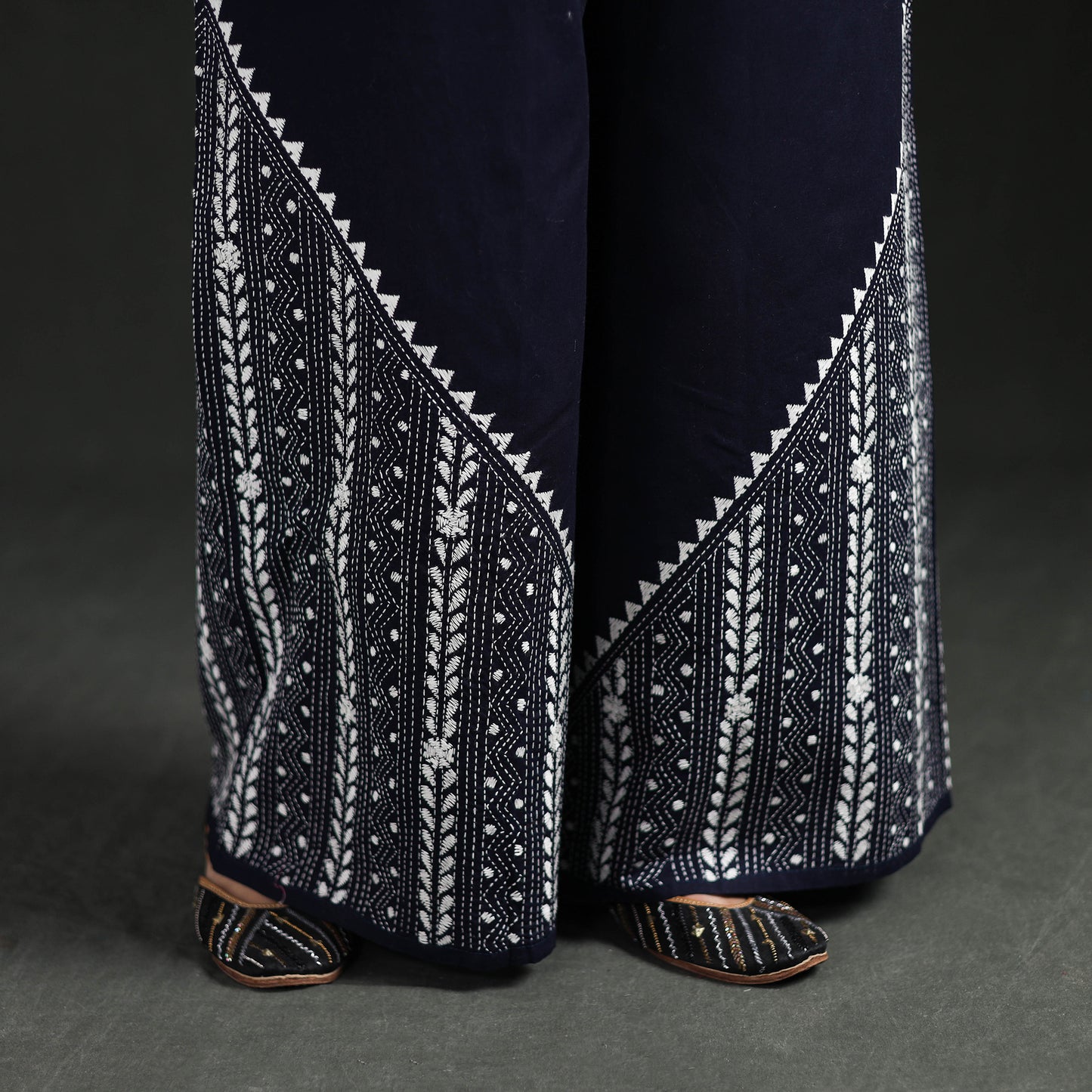 Bengal Kantha Hand Embroidered Cotton Palazzo 03