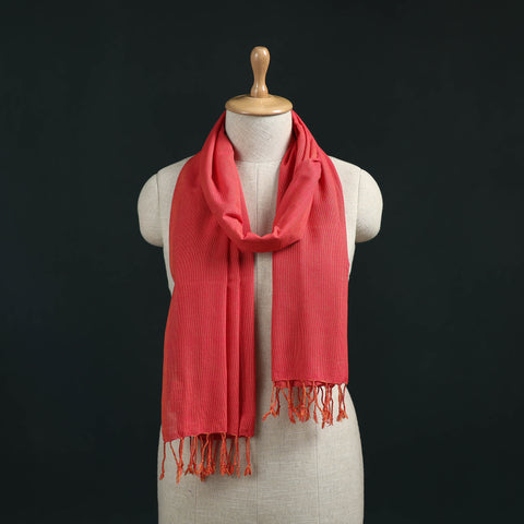Red - Mangalagiri Handloom Cotton Stole with Tassels 13