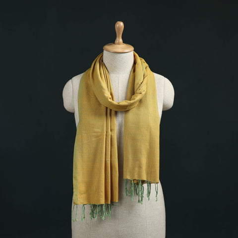 Yellow - Mangalagiri Handloom Cotton Stole with Tassels 14