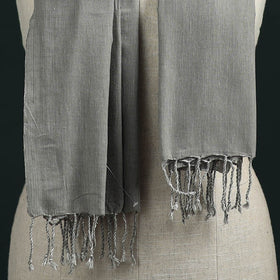 Grey - Mangalagiri Handloom Cotton Stole with Tassels 15