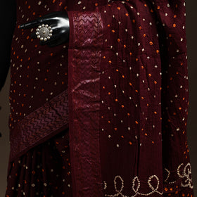 Maroon - Kutch Tie-Dye Cotton Bandhani Saree 01
