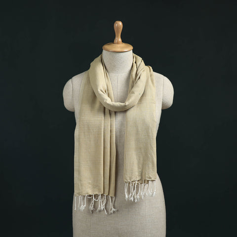 Beige - Mangalagiri Handloom Cotton Stole with Tassels 06