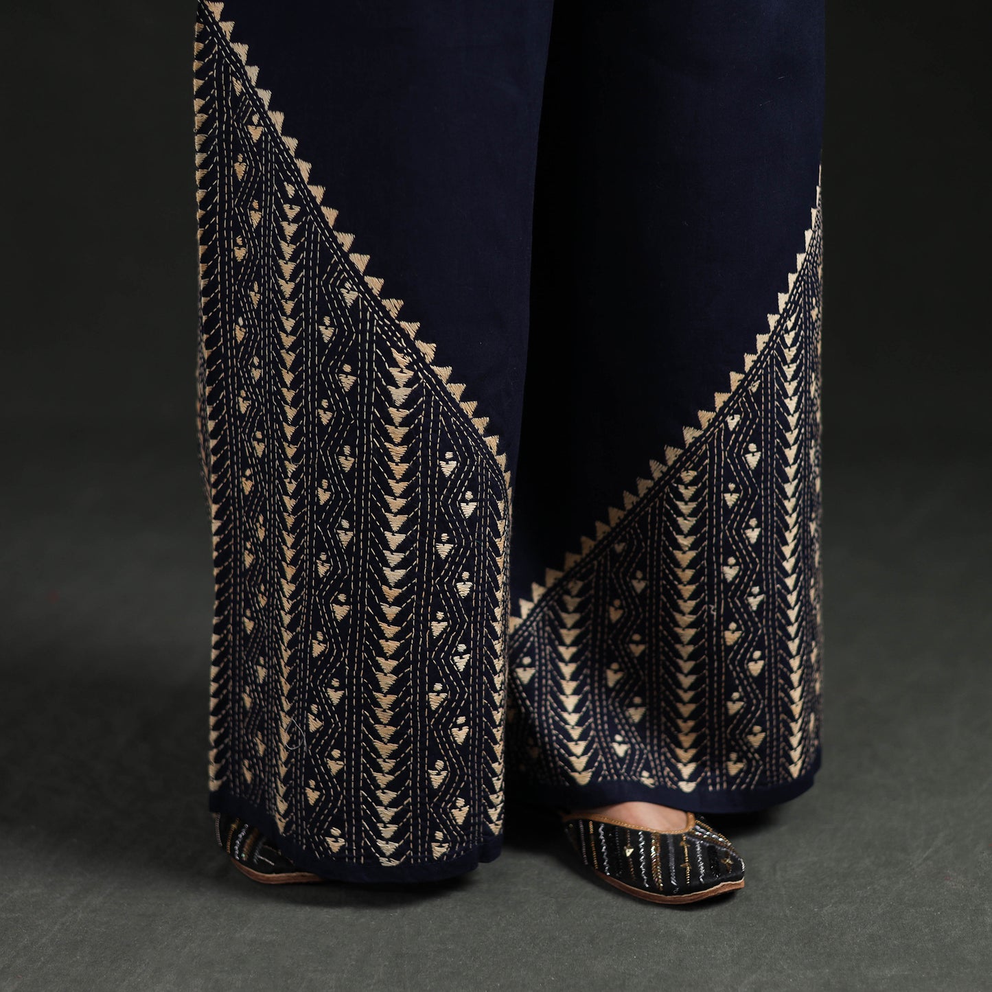Bengal Kantha Hand Embroidered Cotton Palazzo 04