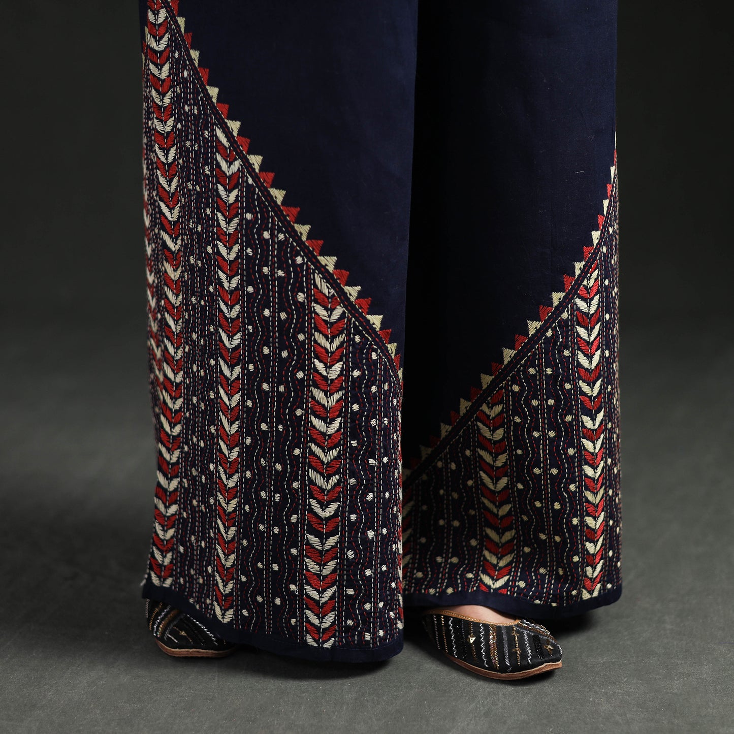 Bengal Kantha Hand Embroidered Cotton Palazzo 05