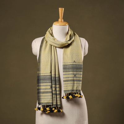 Yellow - handwoven fine cotton kutch bhujodi stole 10