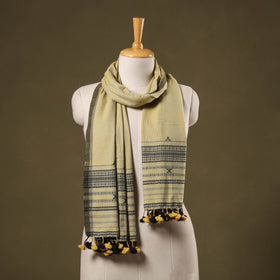 Yellow - handwoven fine cotton kutch bhujodi stole 10