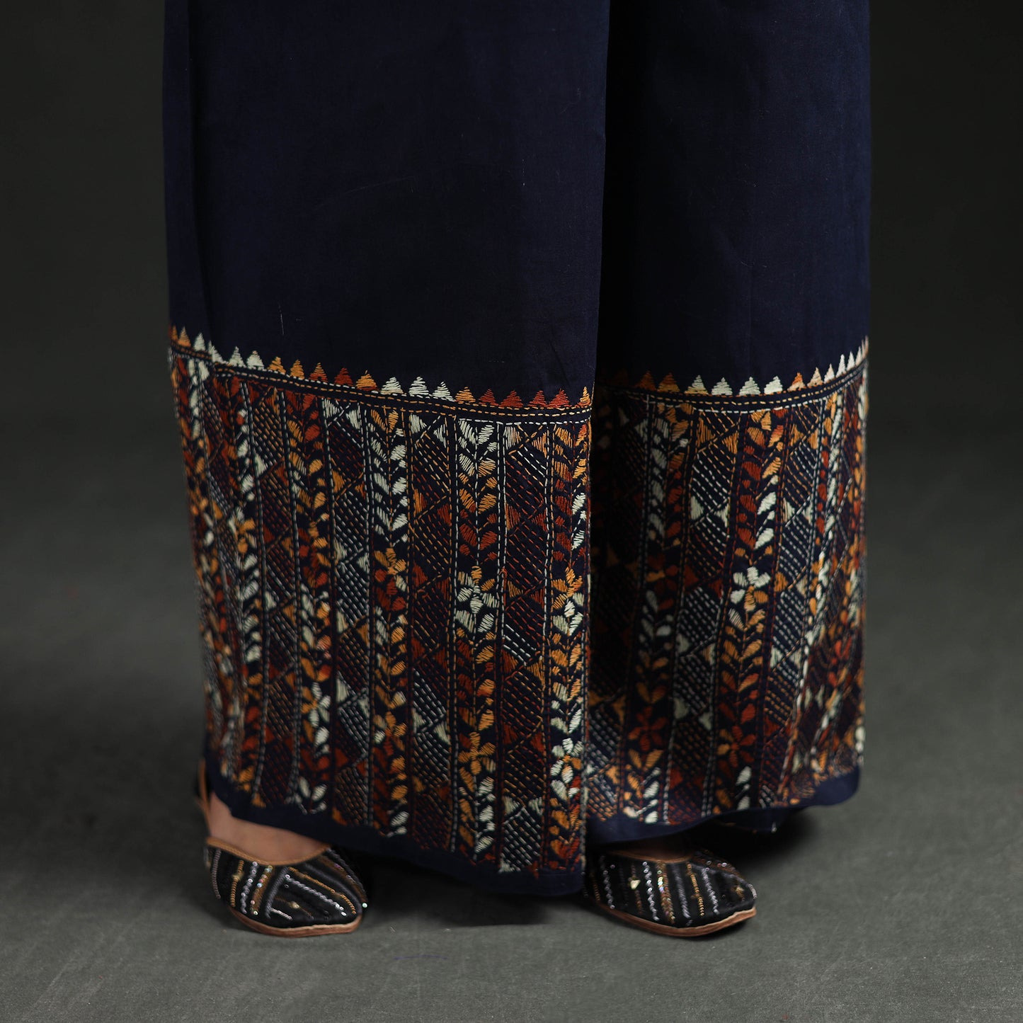 Bengal Kantha Hand Embroidered Cotton Palazzo 06