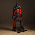 Orange - Block Printed Ajrakh Modal Silk Bandhani Saree 07