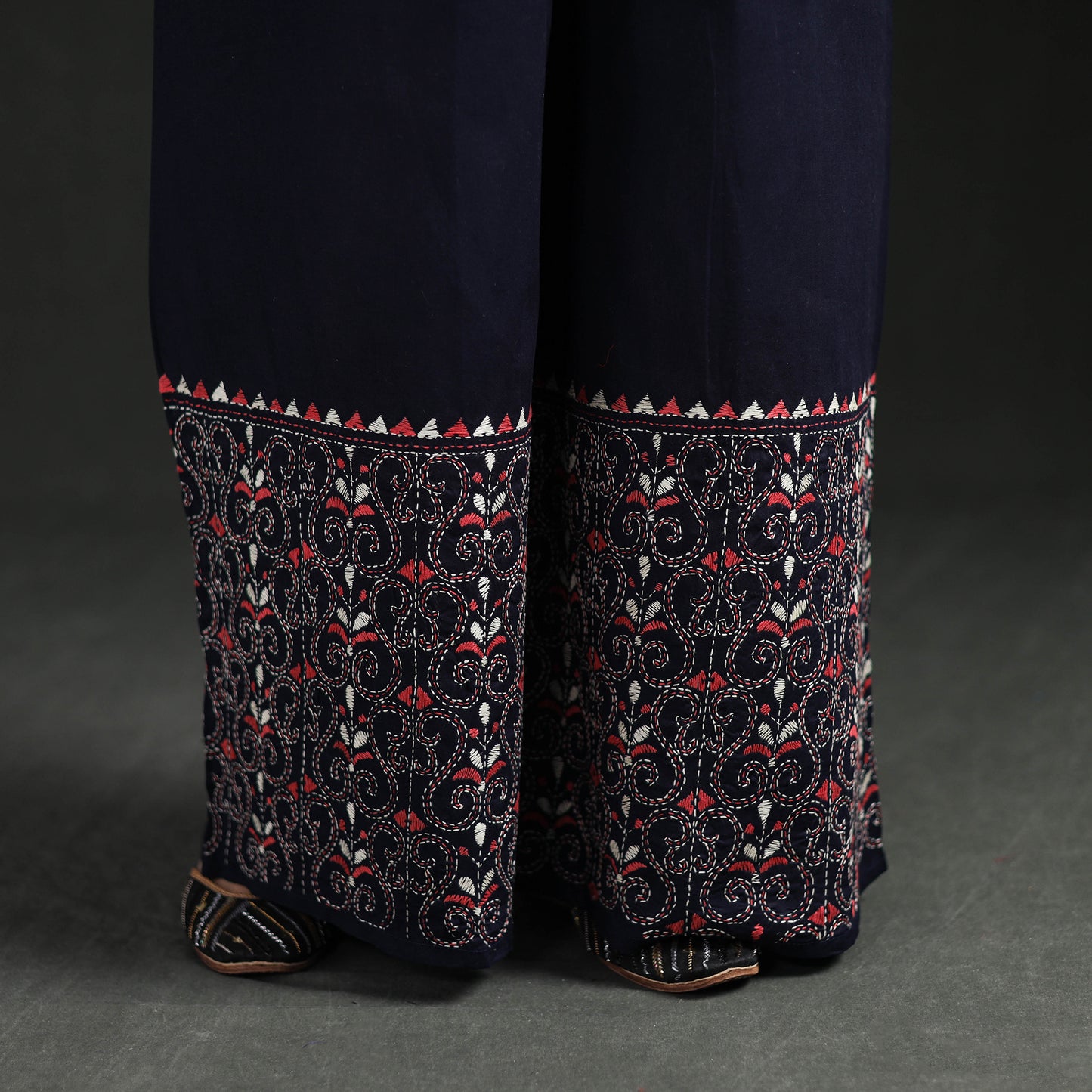 Bengal Kantha Hand Embroidered Cotton Palazzo 08
