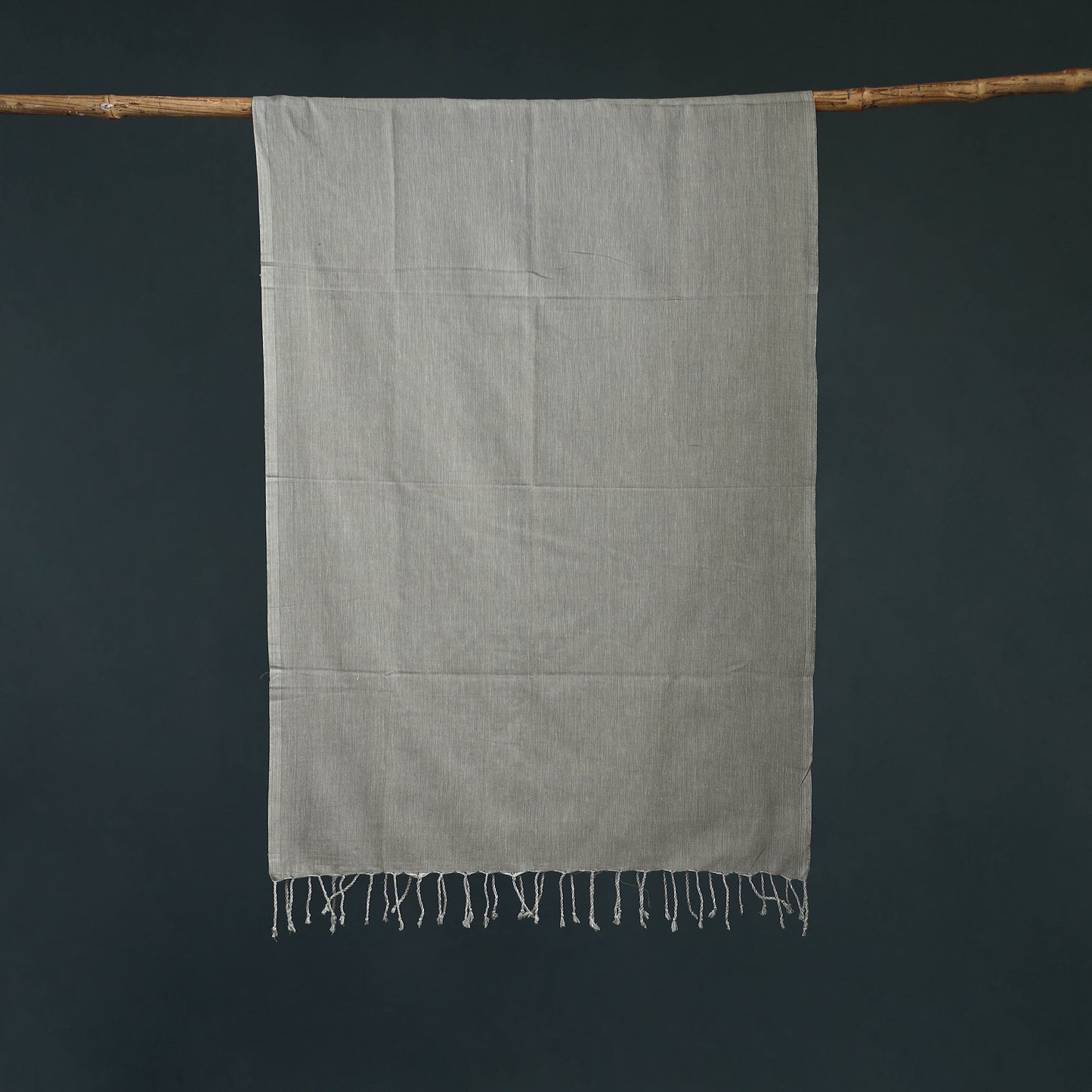 Grey - Mangalagiri Handloom Cotton Stole with Tassels 15