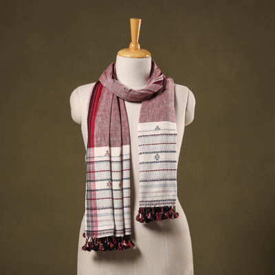 Pink - handwoven kala cotton kutch bhujodi stole 16