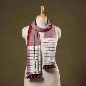 Pink - handwoven kala cotton kutch bhujodi stole 16