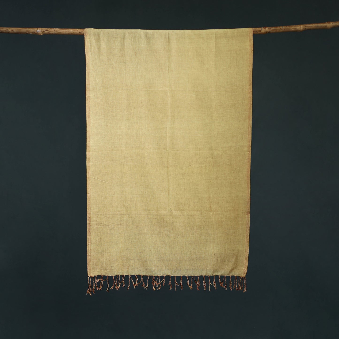 Yellow - Mangalagiri Handloom Cotton Stole with Tassels 12