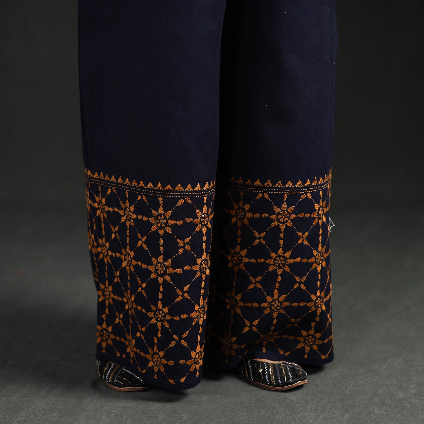 Bengal Kantha Hand Embroidered Cotton Palazzo 09
