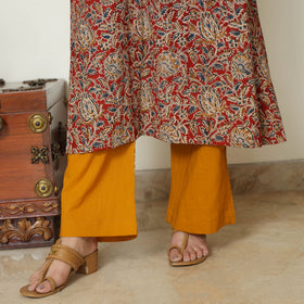 Red - Pedana Kalamkari Block Printed Cotton Kurta with Palazzo & Dupatta Set 08