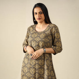 Buy Ajrakh Block Printed Cotton Long Kurta for Women