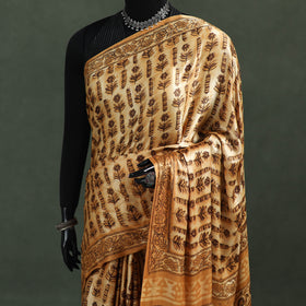 Bagru Hand Block Print Natural Dyed Modal Silk Saree 23
