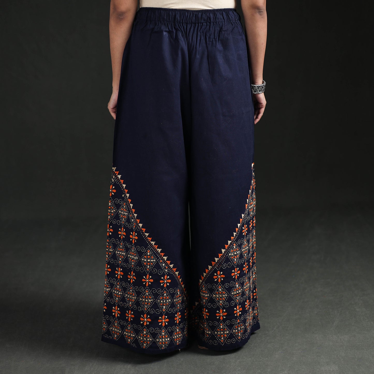 Bengal Kantha Hand Embroidered Cotton Palazzo 10