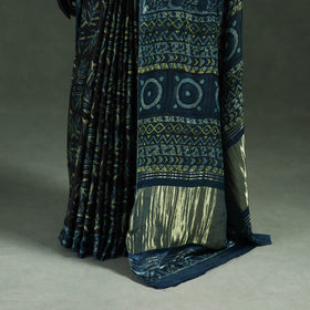 Bagru Hand Block Print Natural Dyed Modal Silk Saree 24