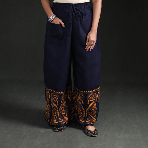 Bengal Kantha Hand Embroidered Cotton Palazzo 12