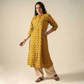 Buy Ajrakh Block Printed Cotton Long Kurta for Women