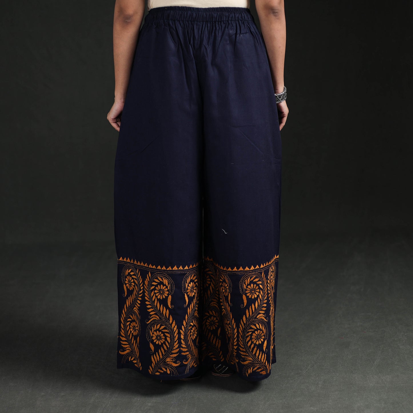 Bengal Kantha Hand Embroidered Cotton Palazzo 12