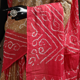 Pink - Kutch Tie-Dye Cotton Bandhani Saree with Blouse 08