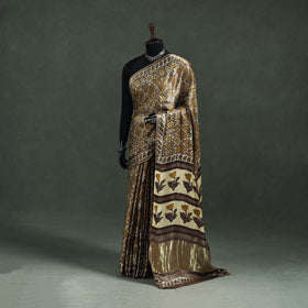 Bagru Hand Block Print Natural Dyed Modal Silk Saree 25