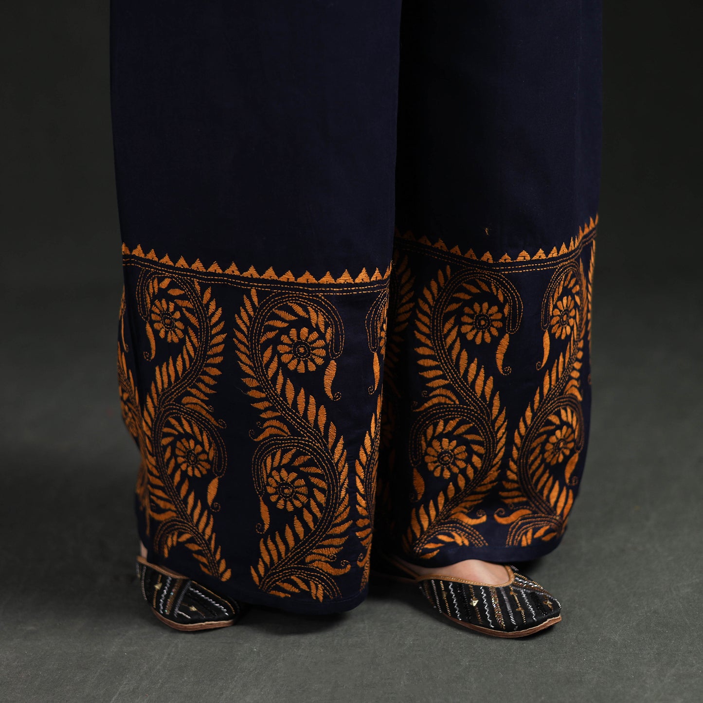 Bengal Kantha Hand Embroidered Cotton Palazzo 12