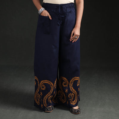 Bengal Kantha Hand Embroidered Cotton Palazzo 13