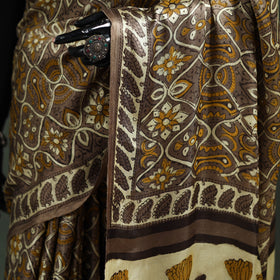 Bagru Hand Block Print Natural Dyed Modal Silk Saree 25