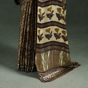 Bagru Hand Block Print Natural Dyed Modal Silk Saree 25