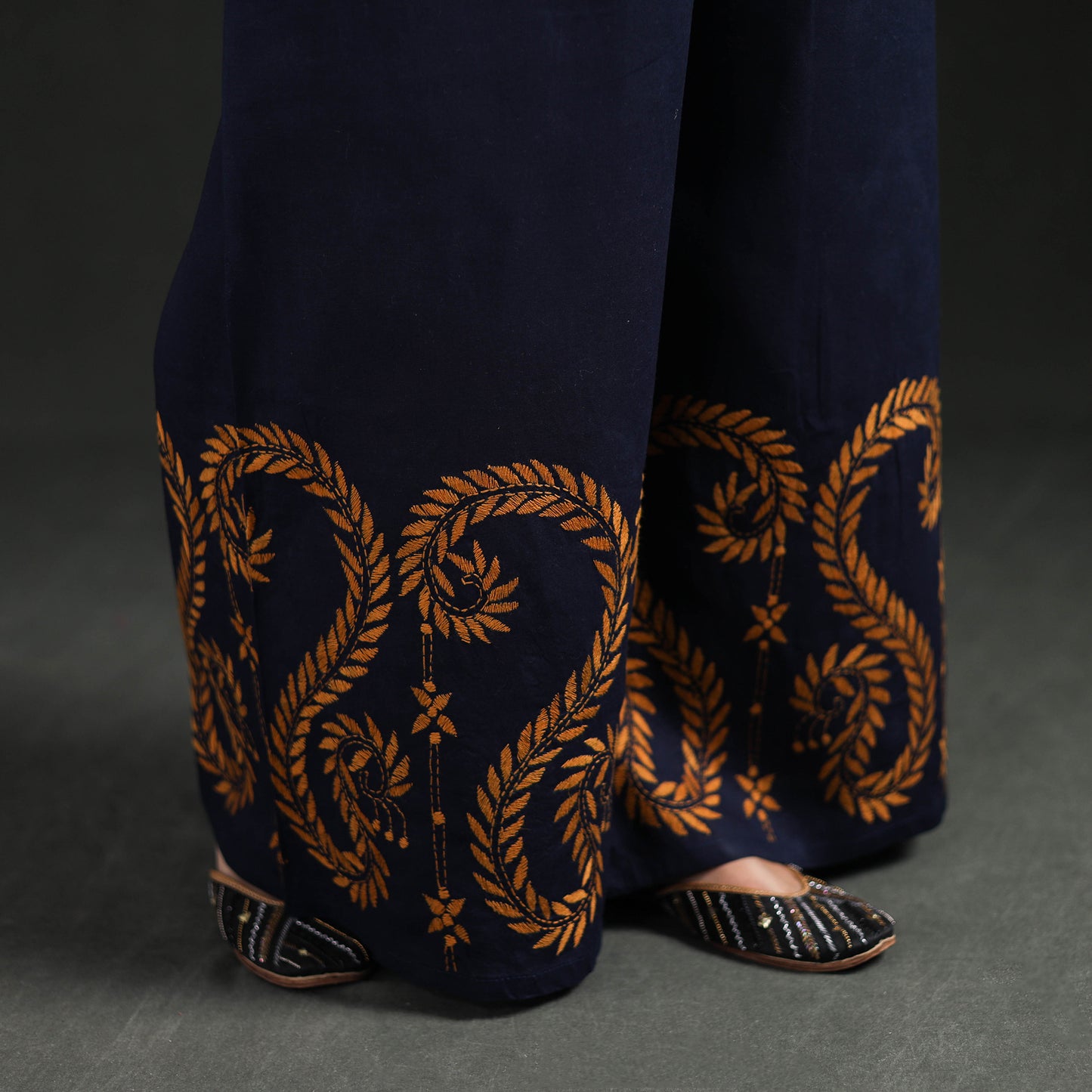 Bengal Kantha Hand Embroidered Cotton Palazzo 13