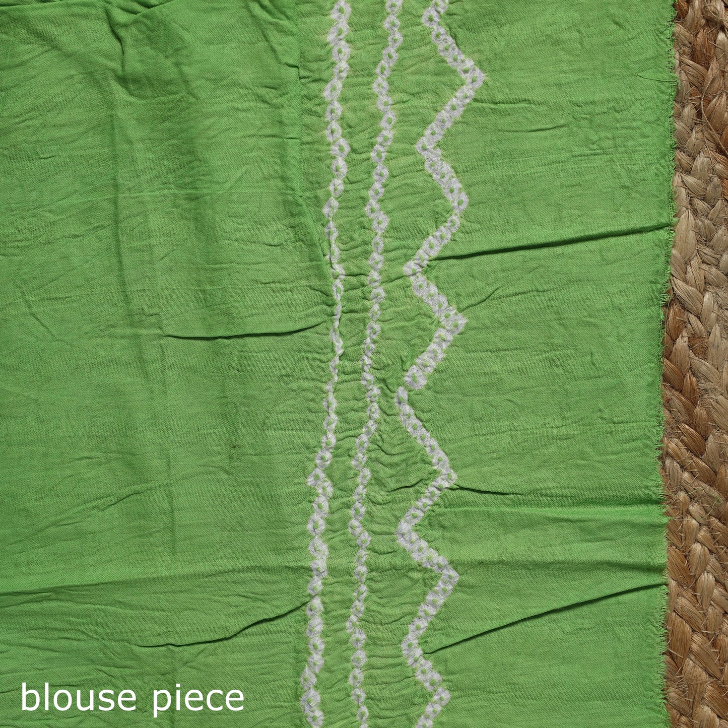 Green - Kutch Tie-Dye Cotton Bandhani Saree with Blouse Piece 09