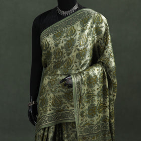 Bagru Hand Block Print Natural Dyed Modal Silk Saree 22