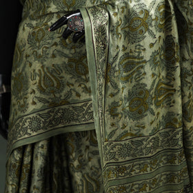 Bagru Hand Block Print Natural Dyed Modal Silk Saree 22
