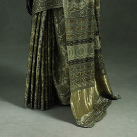 Bagru Hand Block Print Natural Dyed Modal Silk Saree 22