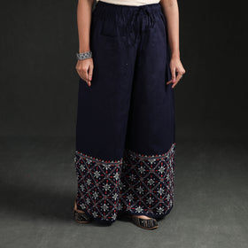 Bengal Kantha Hand Embroidered Cotton Palazzo 14