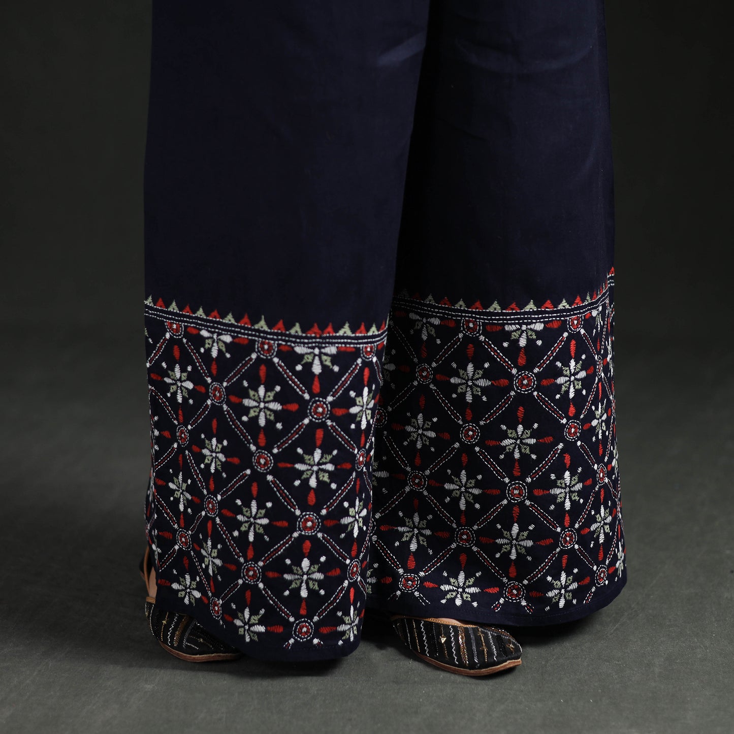Bengal Kantha Hand Embroidered Cotton Palazzo 14
