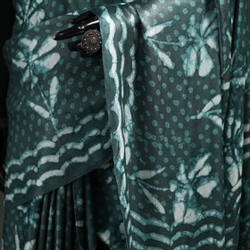 Bagru Hand Block Print Natural Dyed Modal Silk Saree 26
