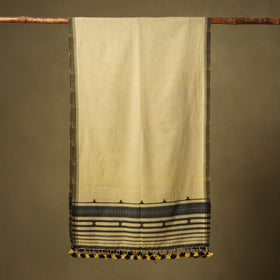 Yellow - handwoven fine cotton kutch bhujodi stole 10