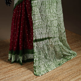 Maroon - Kutch Tie-Dye Cotton Bandhani Saree 87
