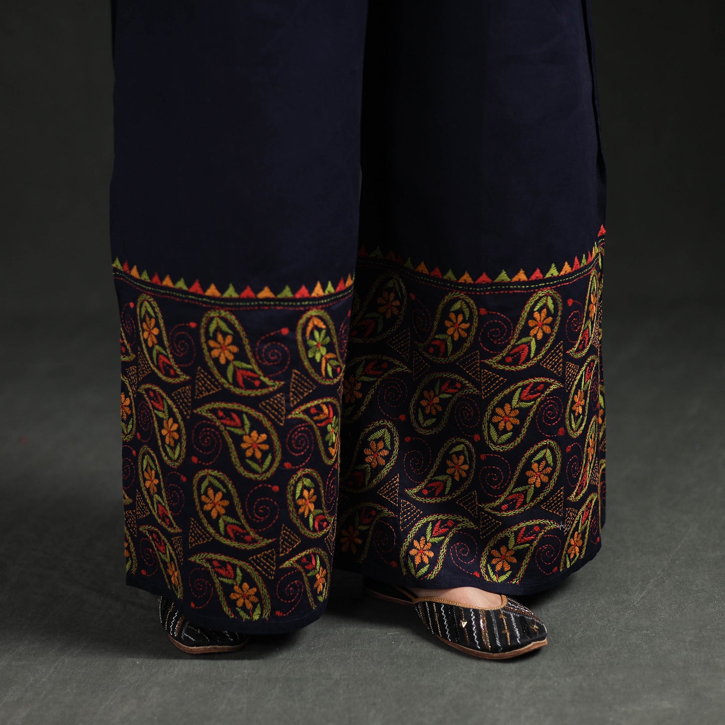 Bengal Kantha Hand Embroidered Cotton Palazzo 15
